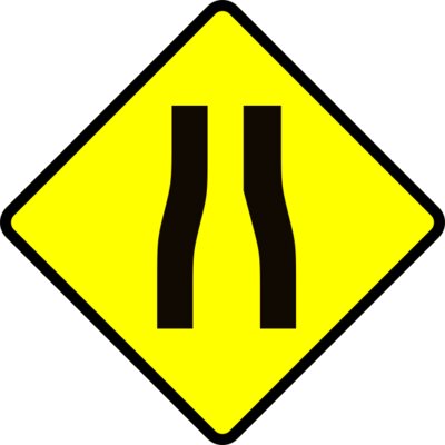 Leomarc caution road narrows