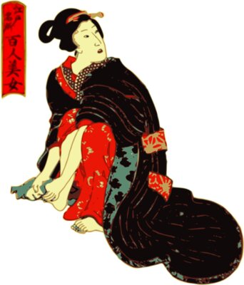 j4p4n Woman in a Kimono cleans her feet