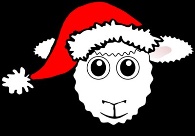Sheep 01 Face Cartoon with Santa hat