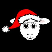 Sheep 01 Face Cartoon with Santa hat