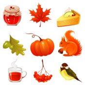 autumn icons vector graphics 002